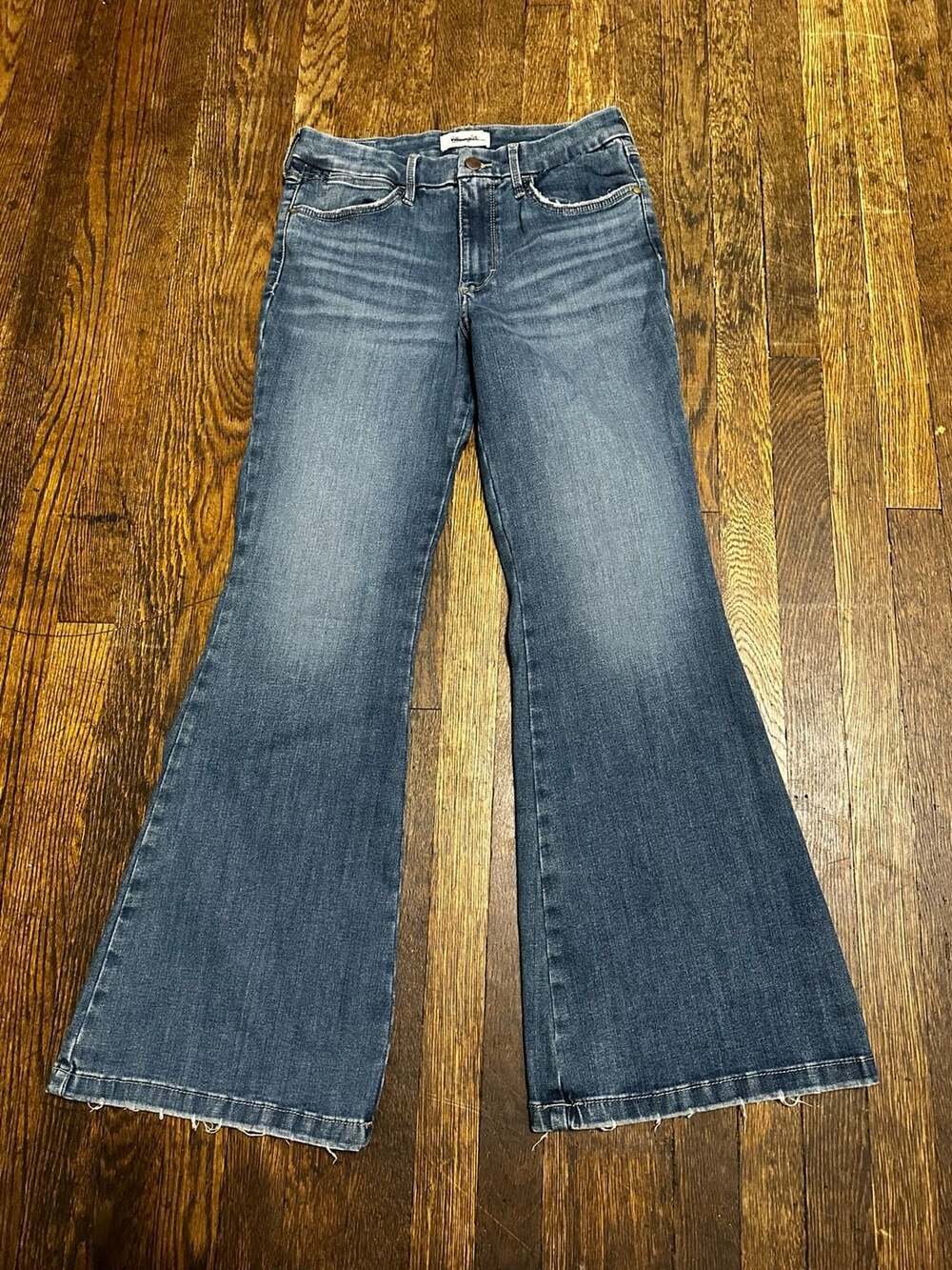Wrangler Women's Blue Denim High Rise Flare Bell Bottom Jeans Western Retro 5/6